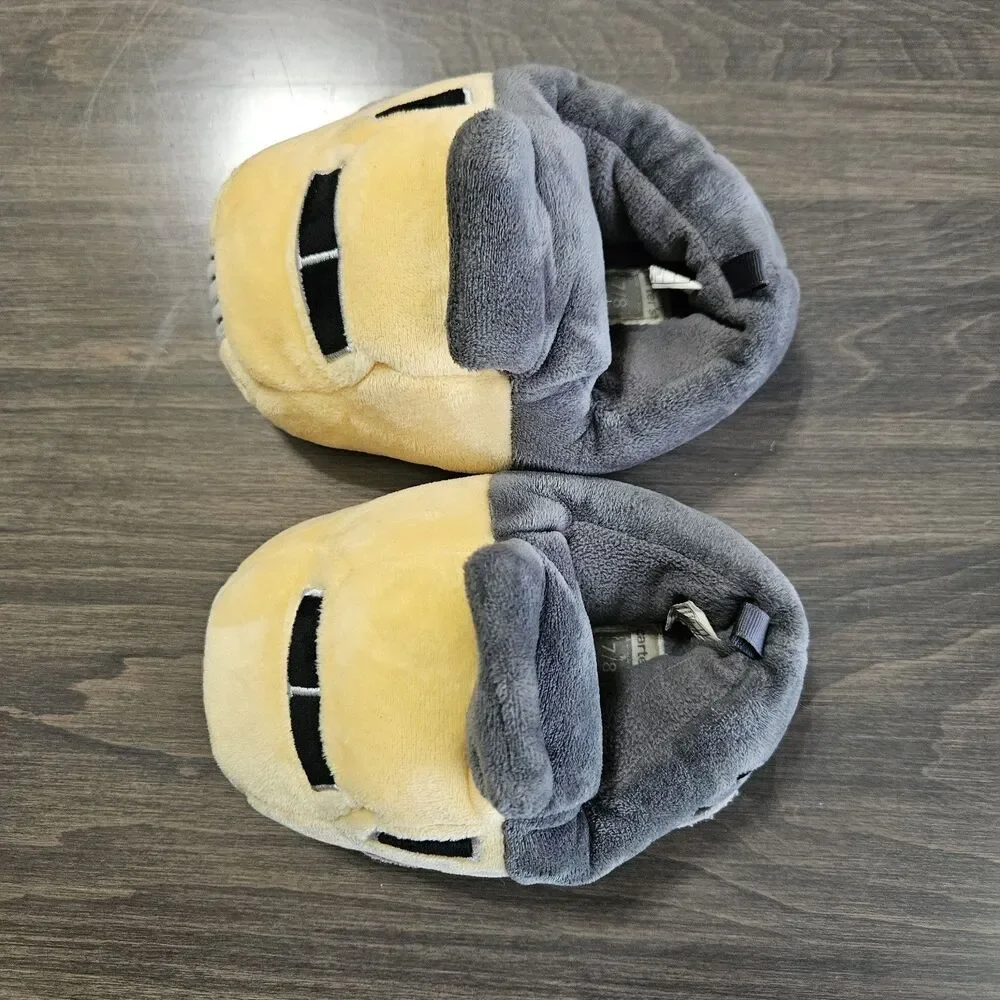 Carter's Toddler Boy Truck Slippers Yellow Grey Plush Soft